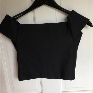 Black off the shoulder bandage crop top